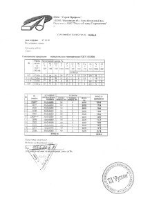 Сертификат соответствия стальной полосы